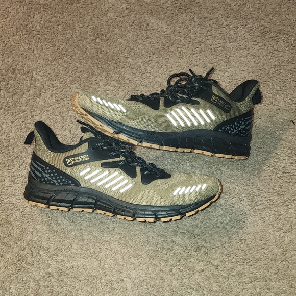 Men's Athletic Shoes - Black and Tan - Picture 1 of 8